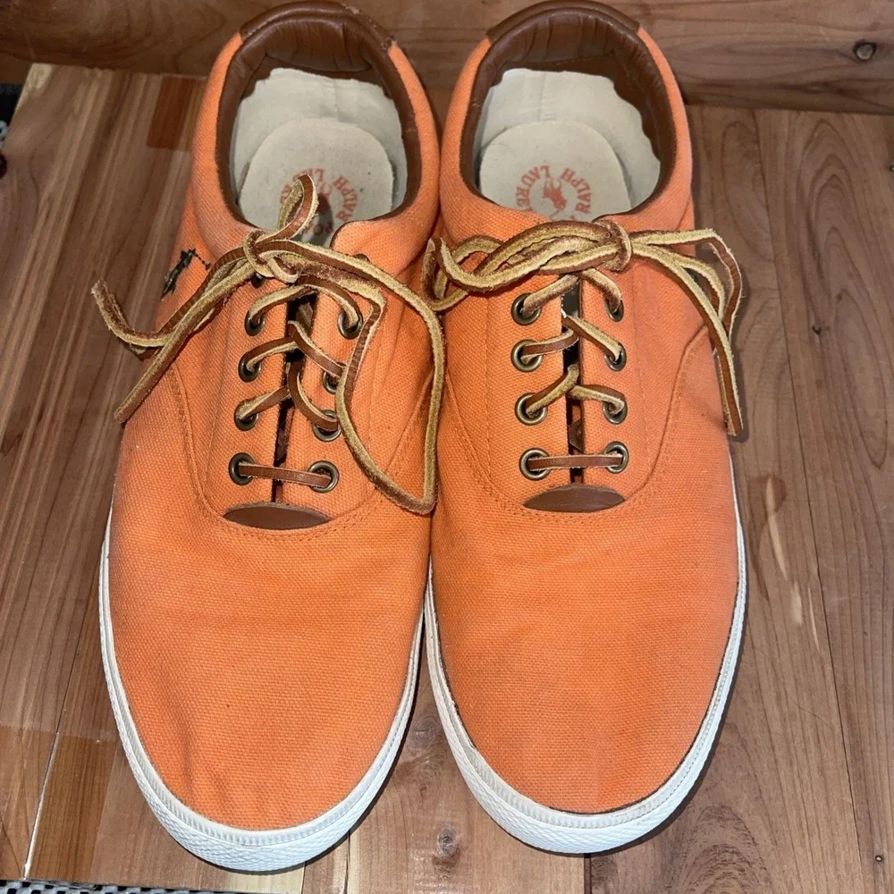 Polo Ralph Lauren Vaughn-SK-VLC Orange Canvas Lace-Up Sneakers Men's 10.5 D